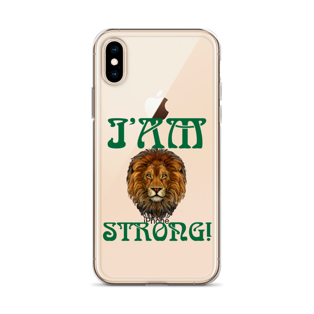 “I’AM STRONG!”Clear Case for iPhone® W/Green Font