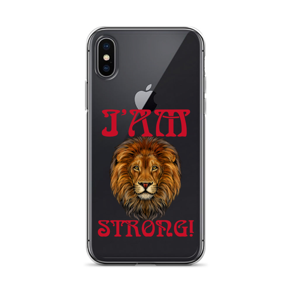 “I’AM STRONG!”Clear Case for iPhone® W/Red Font