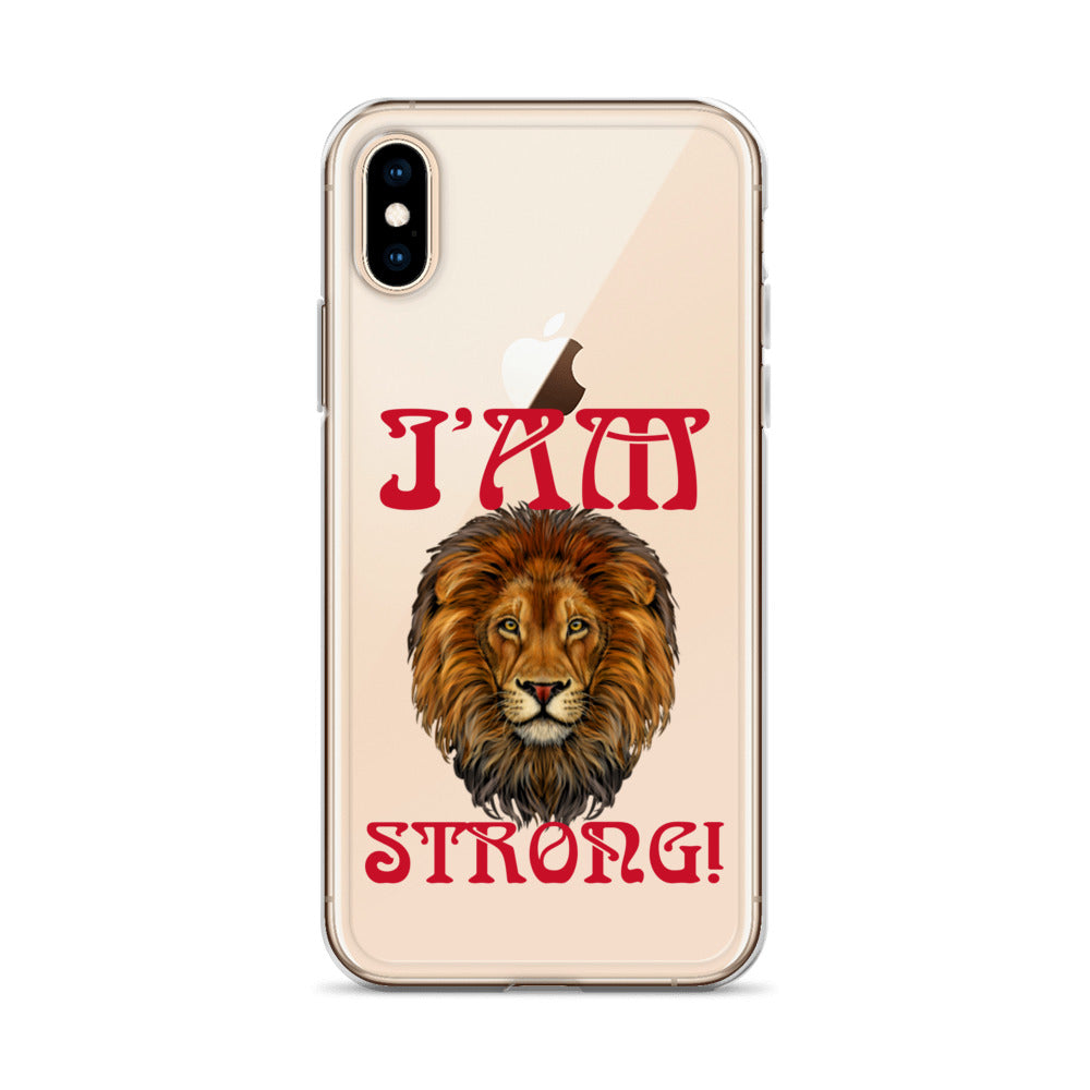 “I’AM STRONG!”Clear Case for iPhone® W/Red Font