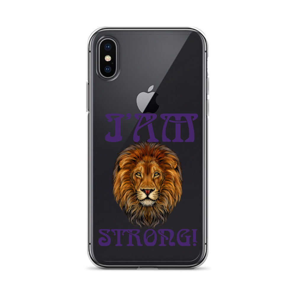 “I’AM STRONG!”Clear Case for iPhone® W/Purple Font