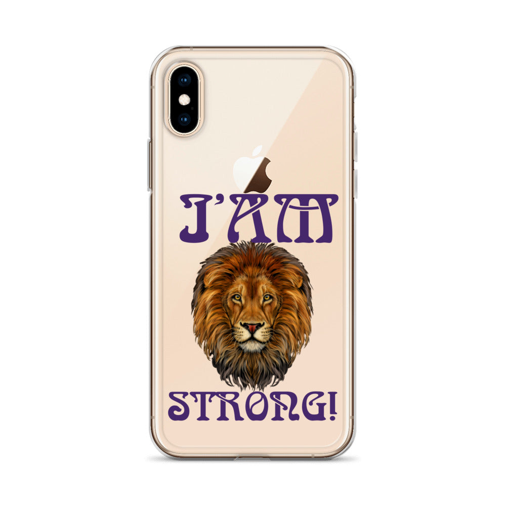 “I’AM STRONG!”Clear Case for iPhone® W/Purple Font