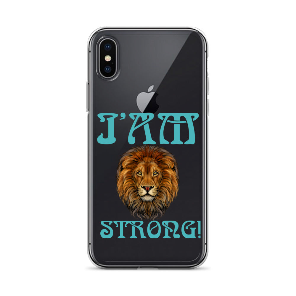 “I’AM STRONG!”Clear Case for iPhone® W/Mint Font