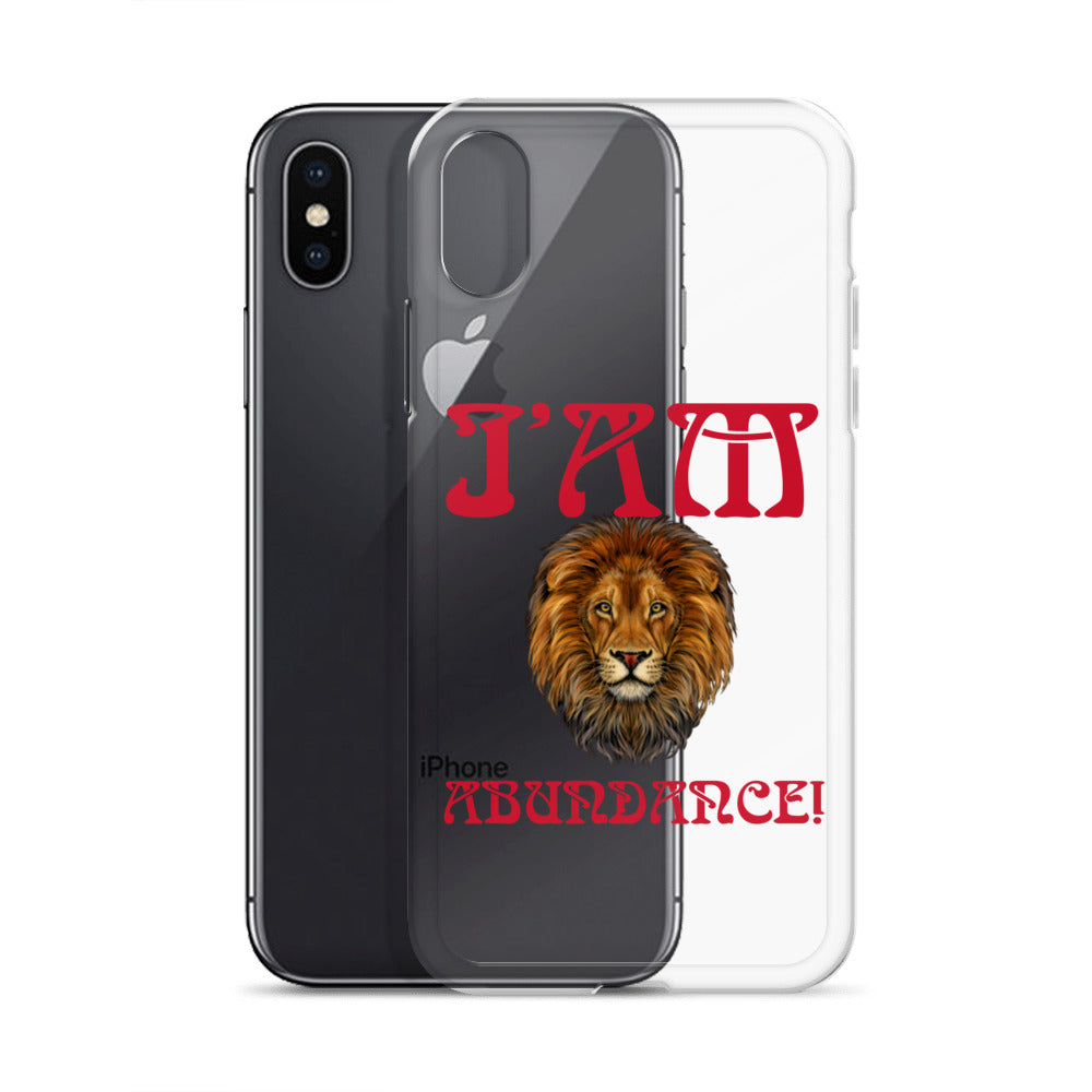 “I’AM ABUNDANCE!”Clear Case for iPhone® W/Red Font