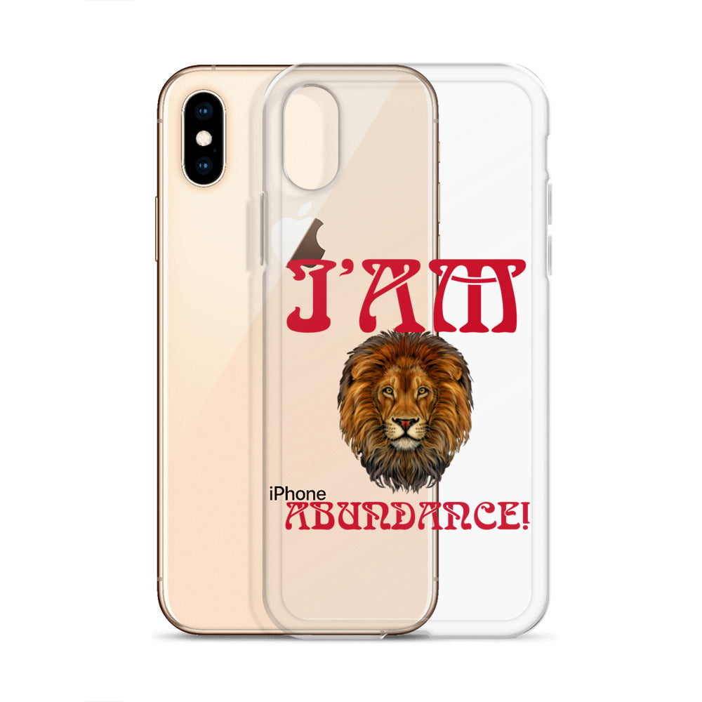 “I’AM ABUNDANCE!”Clear Case for iPhone® W/Red Font