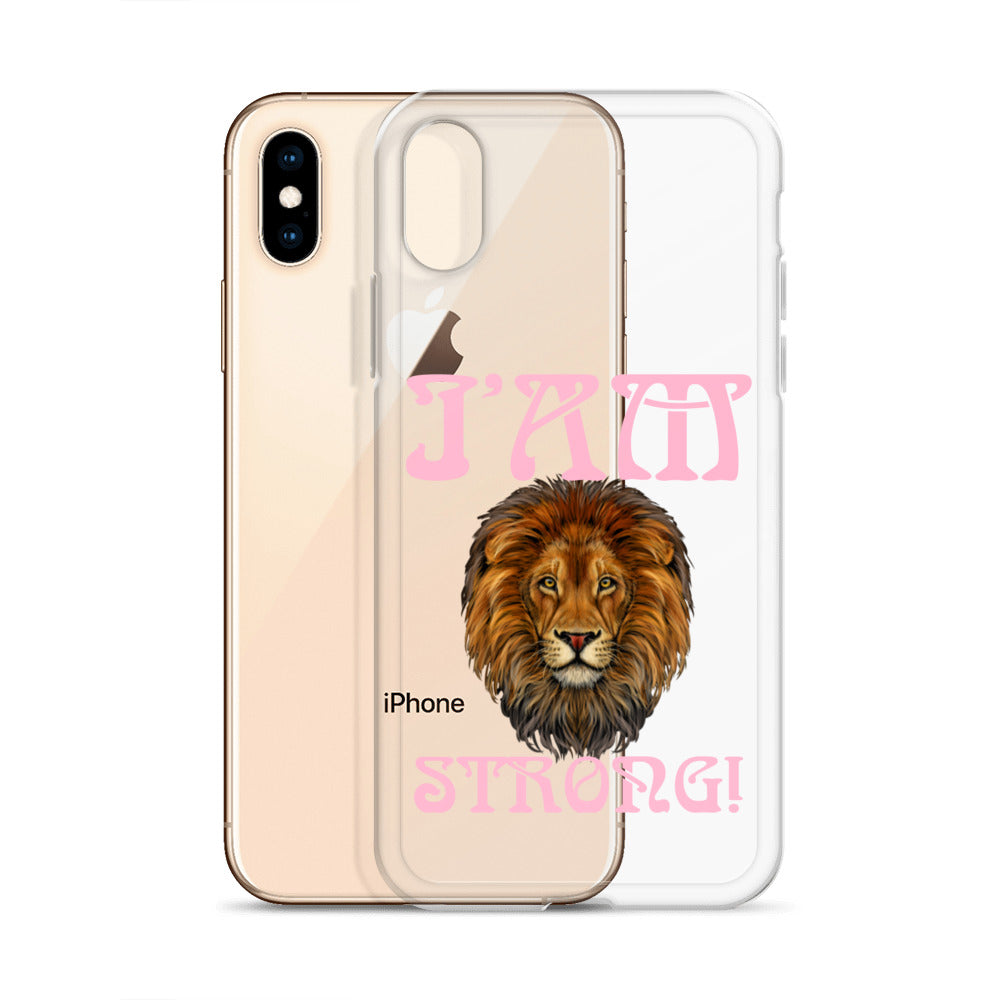 “I’AM STRONG!”Clear Case for iPhone® W/Cotton Candy Font