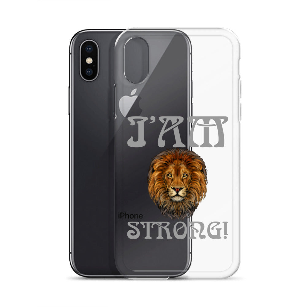 “I’AM STRONG!”Clear Case for iPhone® W/Grey Font