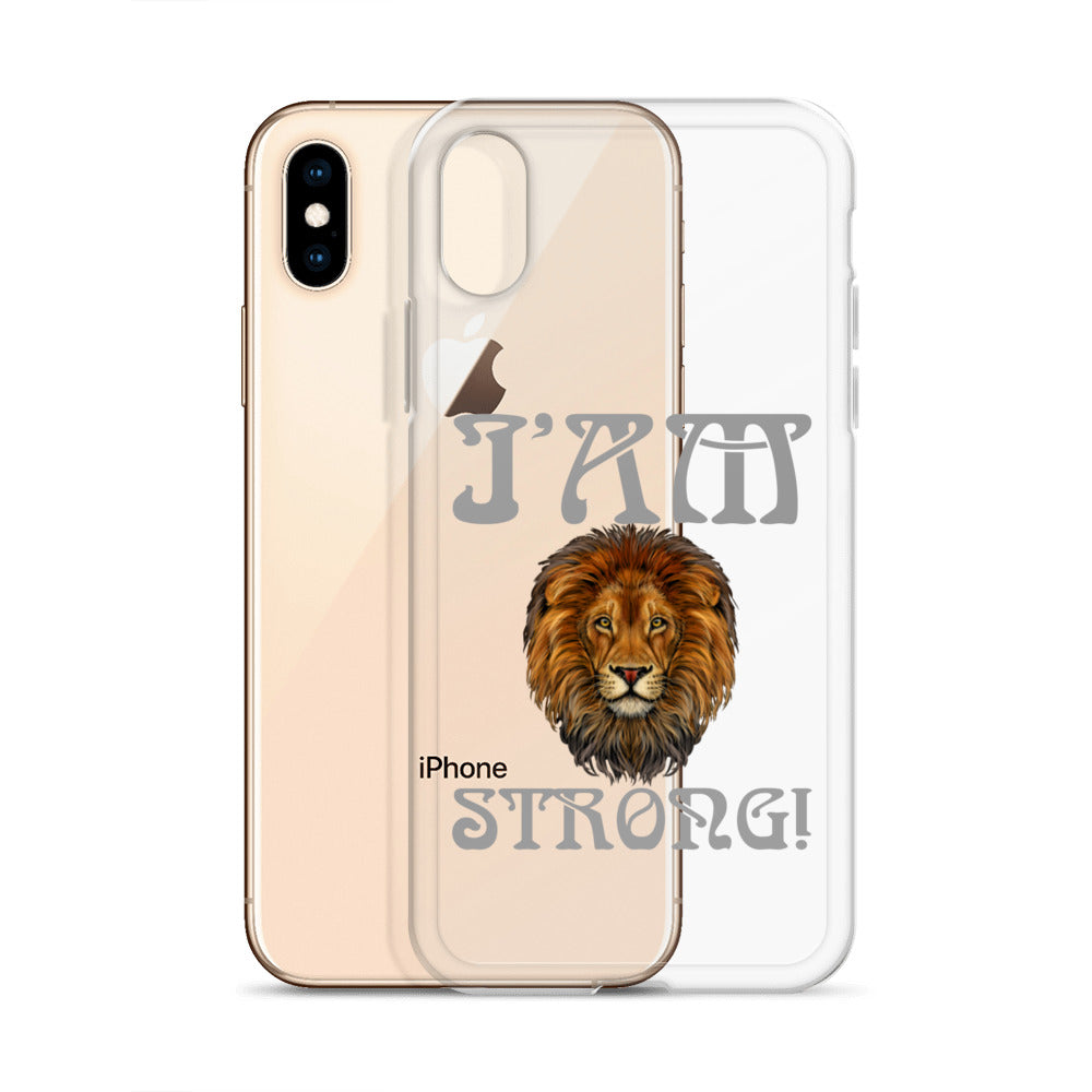 “I’AM STRONG!”Clear Case for iPhone® W/Grey Font