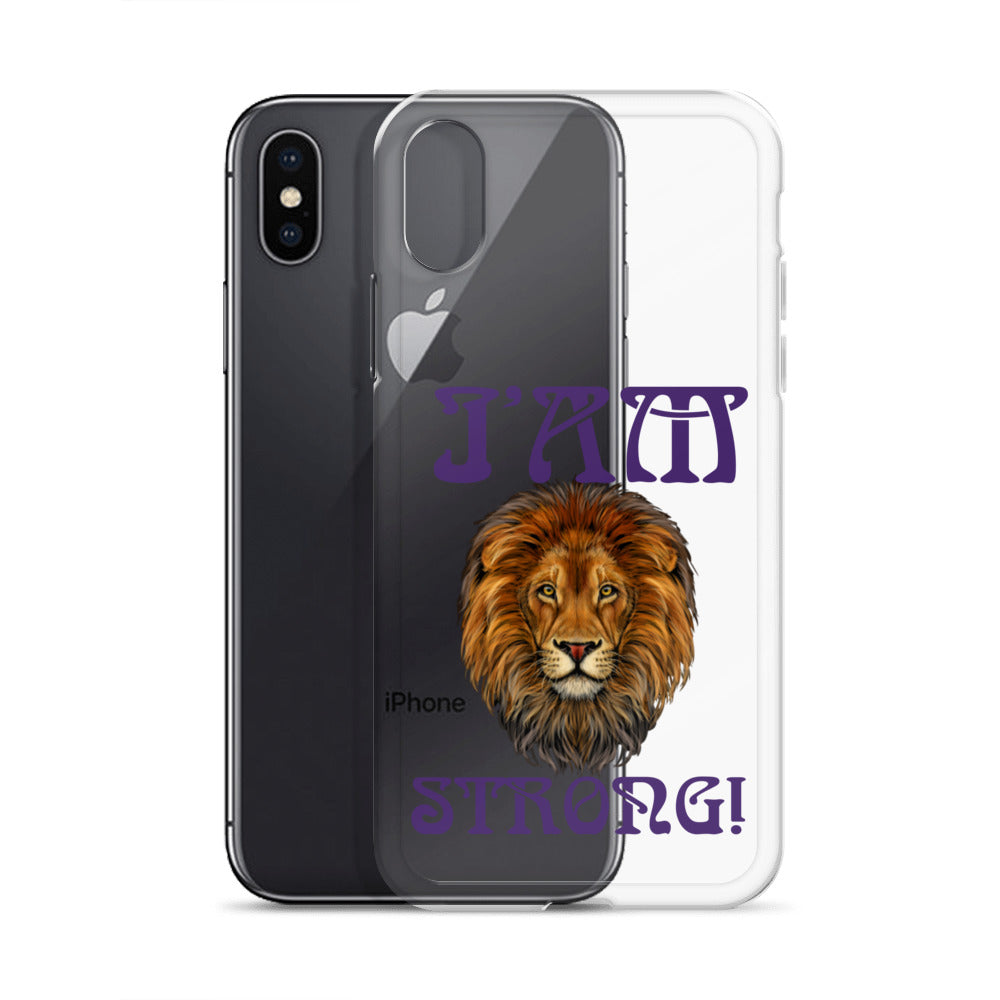 “I’AM STRONG!”Clear Case for iPhone® W/Purple Font