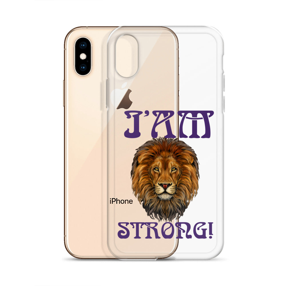 “I’AM STRONG!”Clear Case for iPhone® W/Purple Font