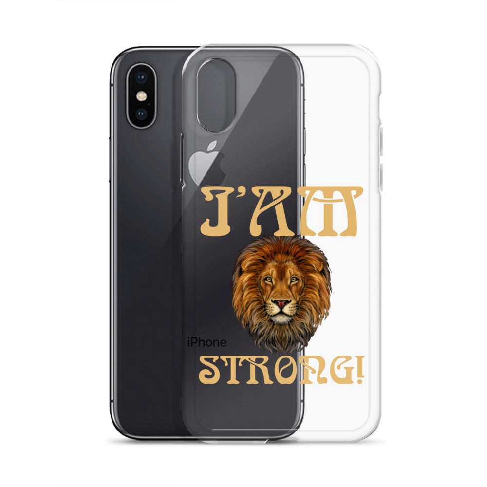 “I’AM STRONG!”Clear Case for iPhone® W/Fawn Font