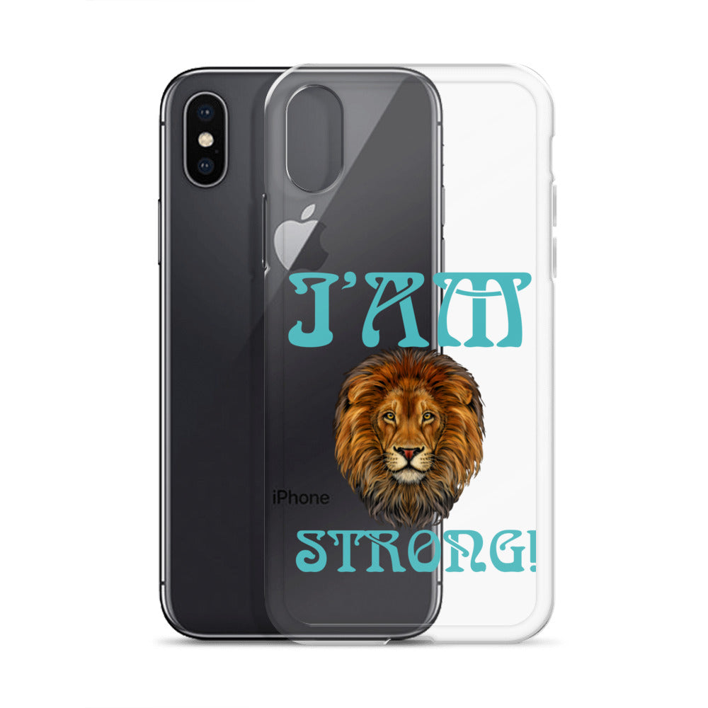 “I’AM STRONG!”Clear Case for iPhone® W/Mint Font