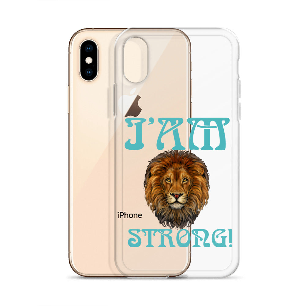 “I’AM STRONG!”Clear Case for iPhone® W/Mint Font