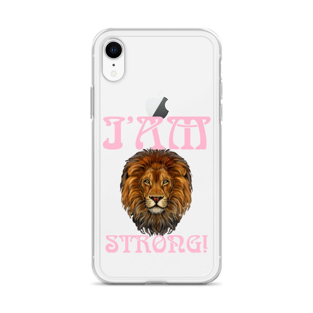 “I’AM STRONG!”Clear Case for iPhone® W/Cotton Candy Font