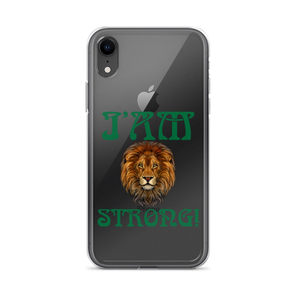 “I’AM STRONG!”Clear Case for iPhone® W/Green Font