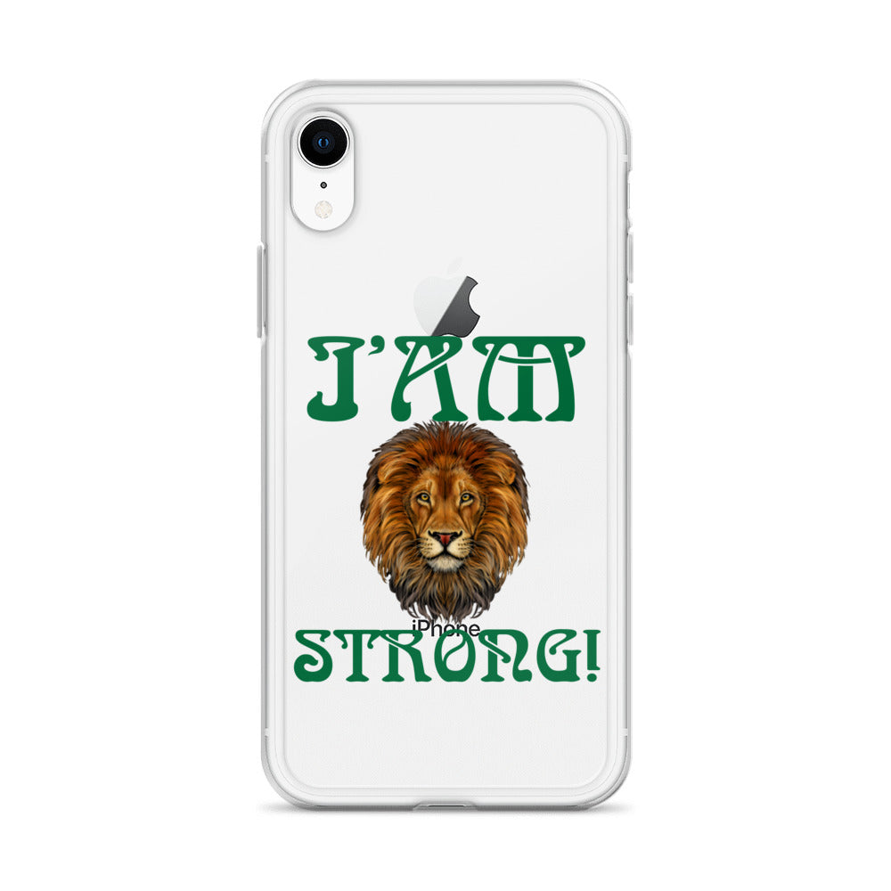 “I’AM STRONG!”Clear Case for iPhone® W/Green Font