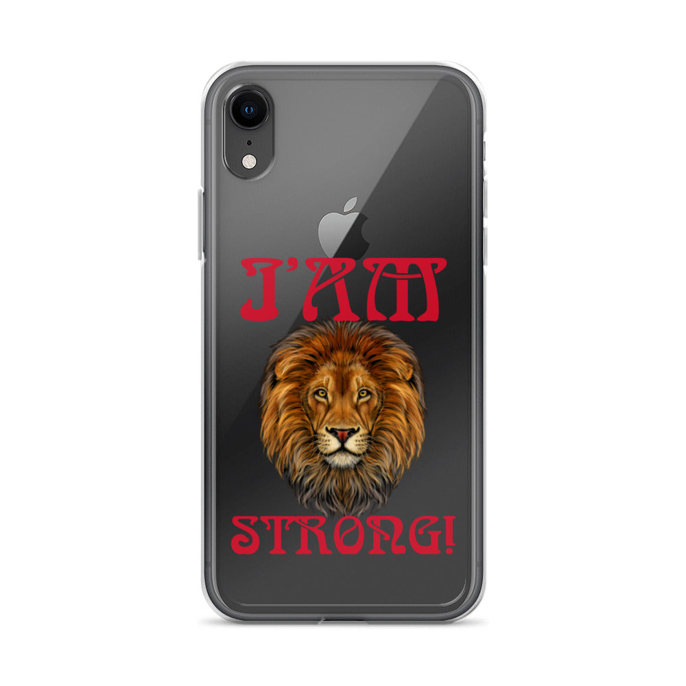 “I’AM STRONG!”Clear Case for iPhone® W/Red Font