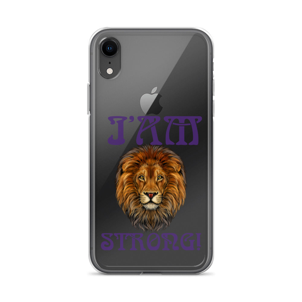 “I’AM STRONG!”Clear Case for iPhone® W/Purple Font