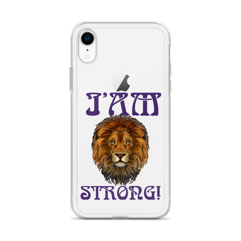 “I’AM STRONG!”Clear Case for iPhone® W/Purple Font