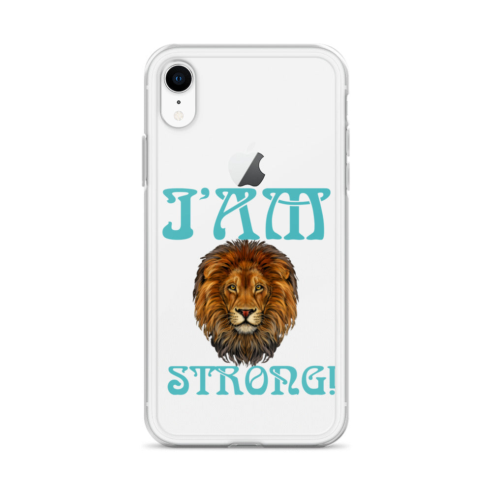 “I’AM STRONG!”Clear Case for iPhone® W/Mint Font