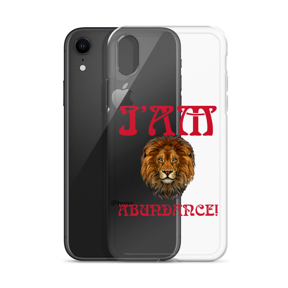 “I’AM ABUNDANCE!”Clear Case for iPhone® W/Red Font