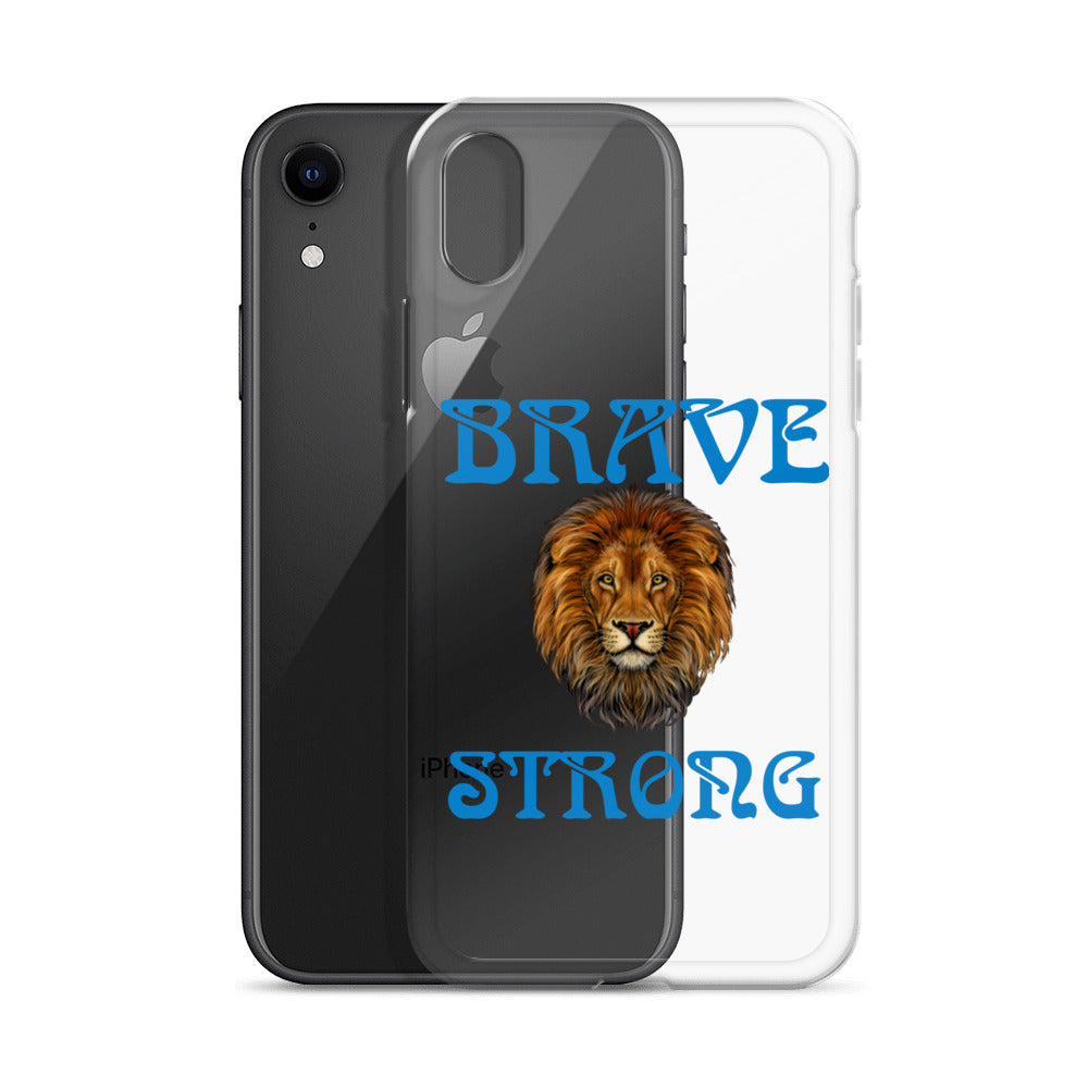 “BRAVE,STRONG”Clear Case for iPhone® W/Blue Font