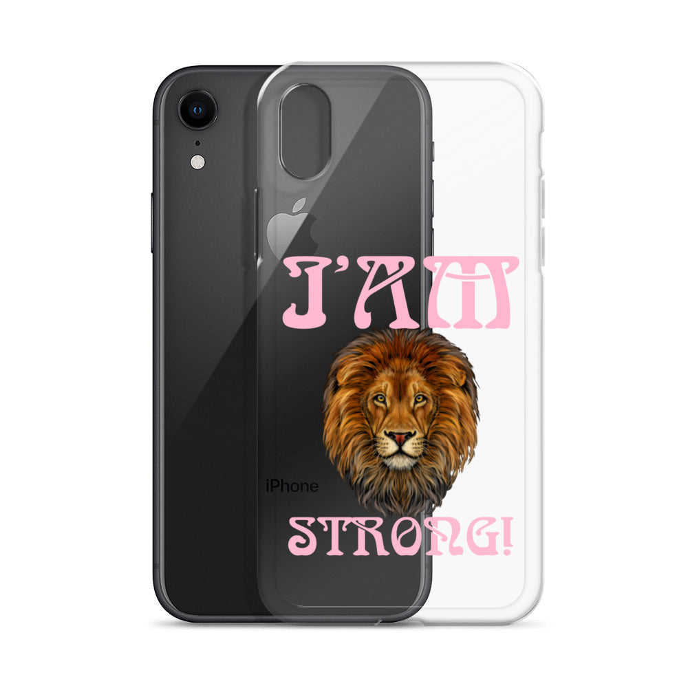 “I’AM STRONG!”Clear Case for iPhone® W/Cotton Candy Font