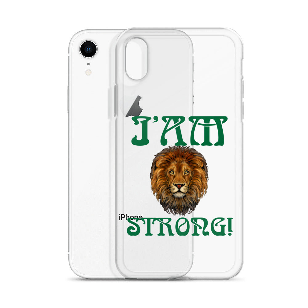 “I’AM STRONG!”Clear Case for iPhone® W/Green Font