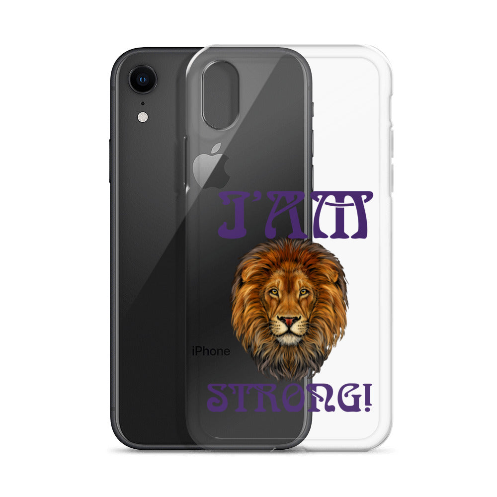 “I’AM STRONG!”Clear Case for iPhone® W/Purple Font