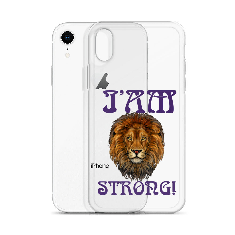 “I’AM STRONG!”Clear Case for iPhone® W/Purple Font