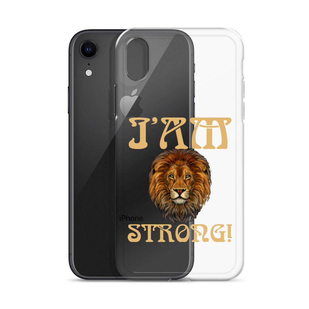 “I’AM STRONG!”Clear Case for iPhone® W/Fawn Font