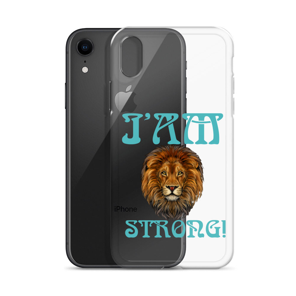 “I’AM STRONG!”Clear Case for iPhone® W/Mint Font