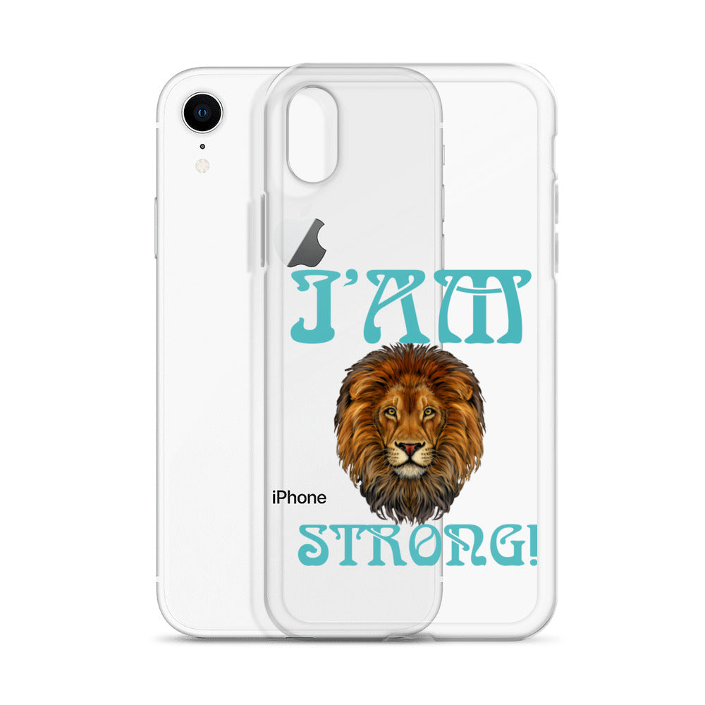 “I’AM STRONG!”Clear Case for iPhone® W/Mint Font