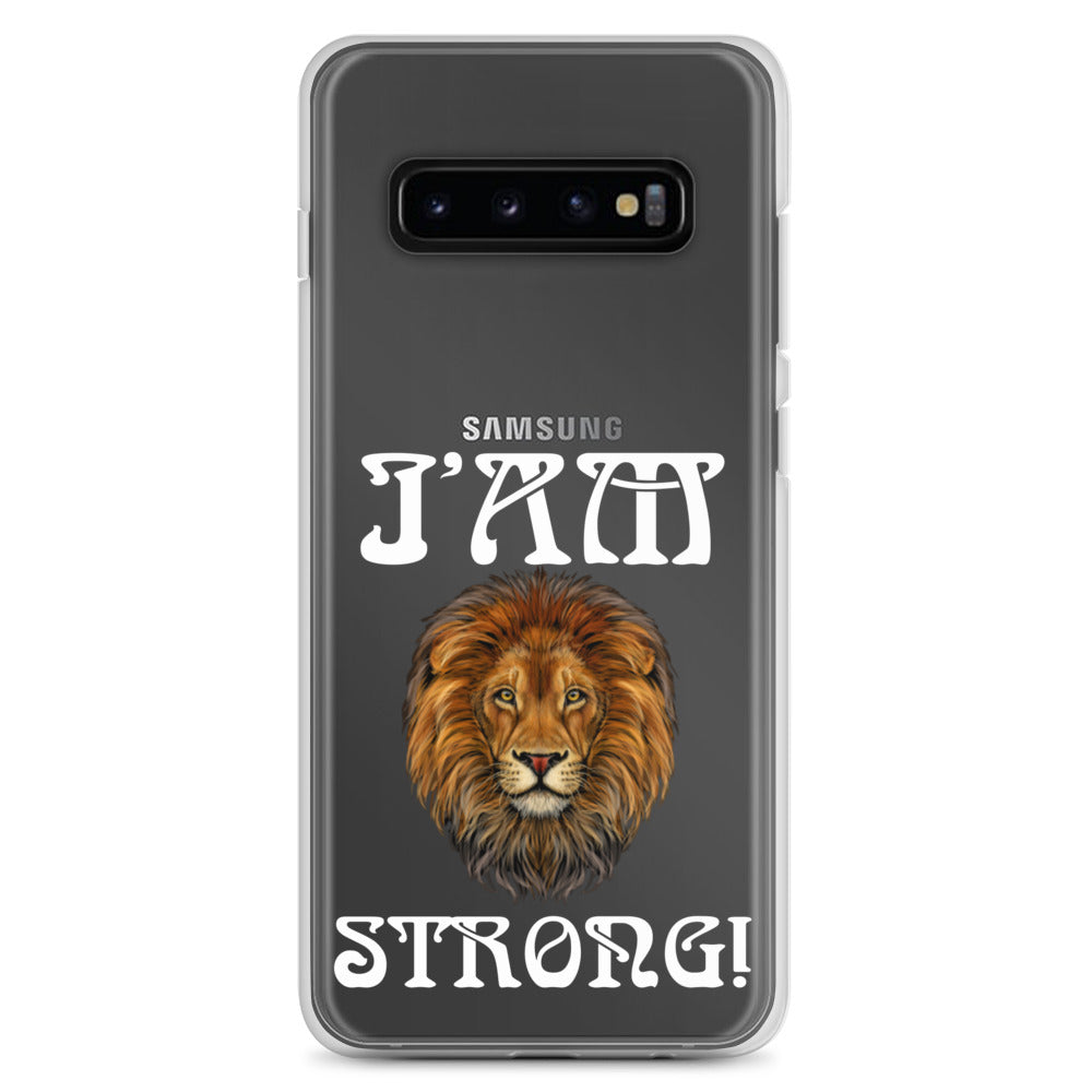 “I’AM STRONG!”Clear Case for Samsung® W/White Font