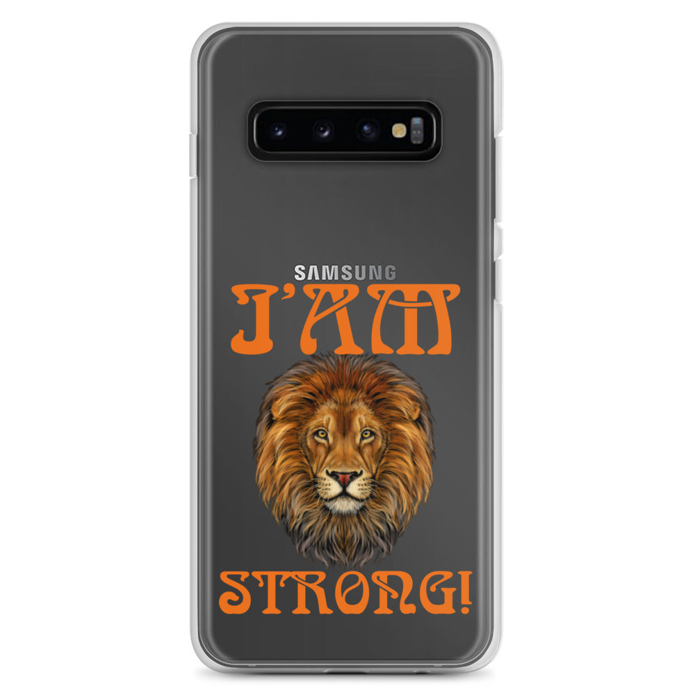 “I’AM STRONG!”Clear Case for Samsung® W/Orange Font