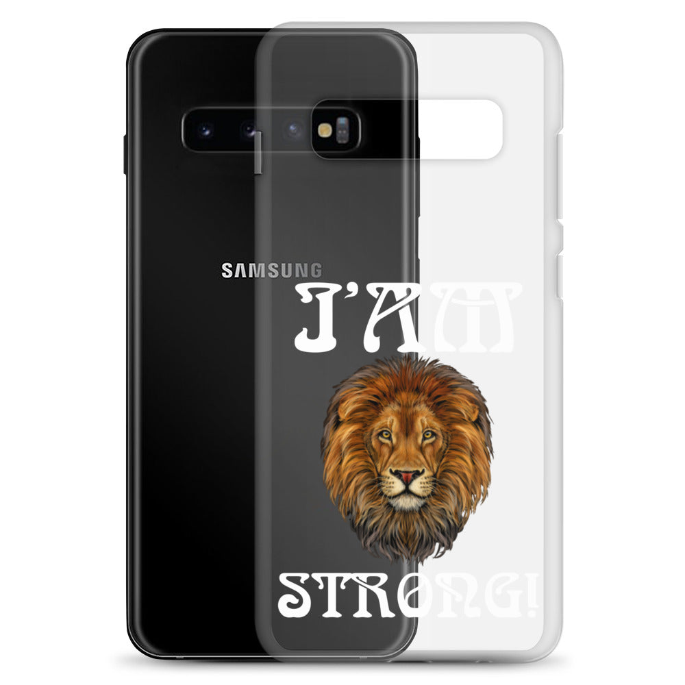 “I’AM STRONG!”Clear Case for Samsung® W/White Font