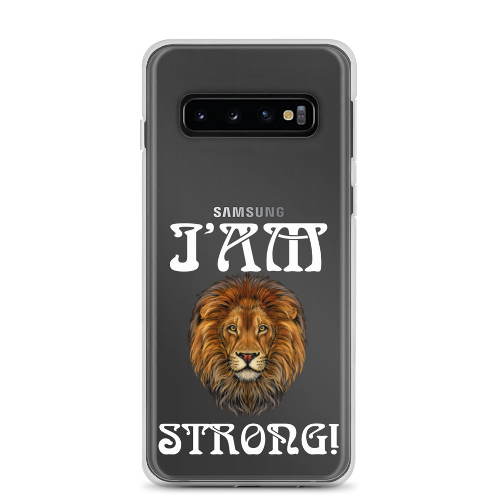 “I’AM STRONG!”Clear Case for Samsung® W/White Font