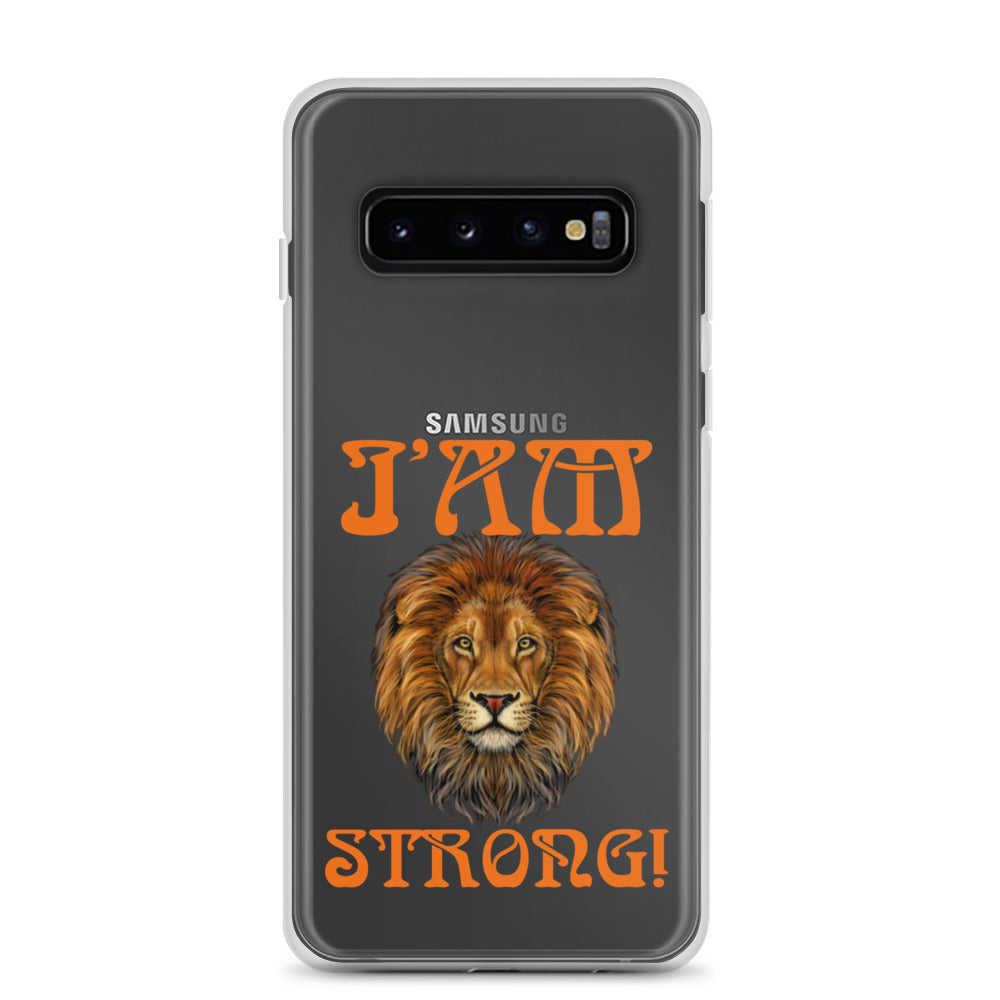 “I’AM STRONG!”Clear Case for Samsung® W/Orange Font