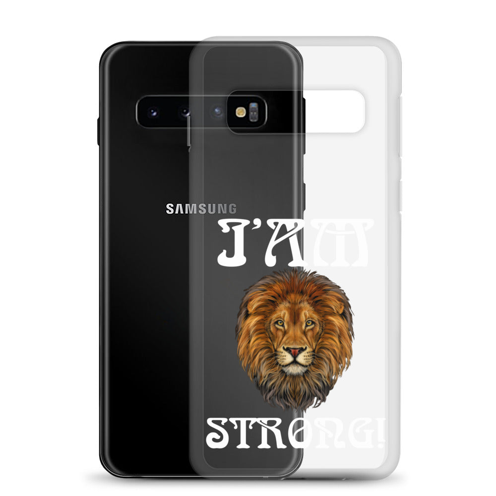 “I’AM STRONG!”Clear Case for Samsung® W/White Font