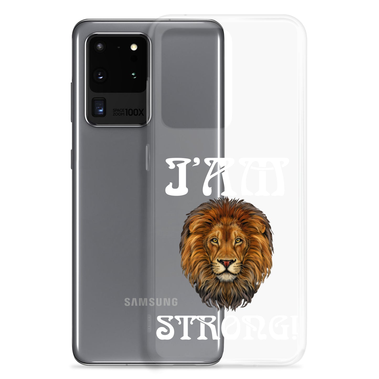 “I’AM STRONG!”Clear Case for Samsung® W/White Font