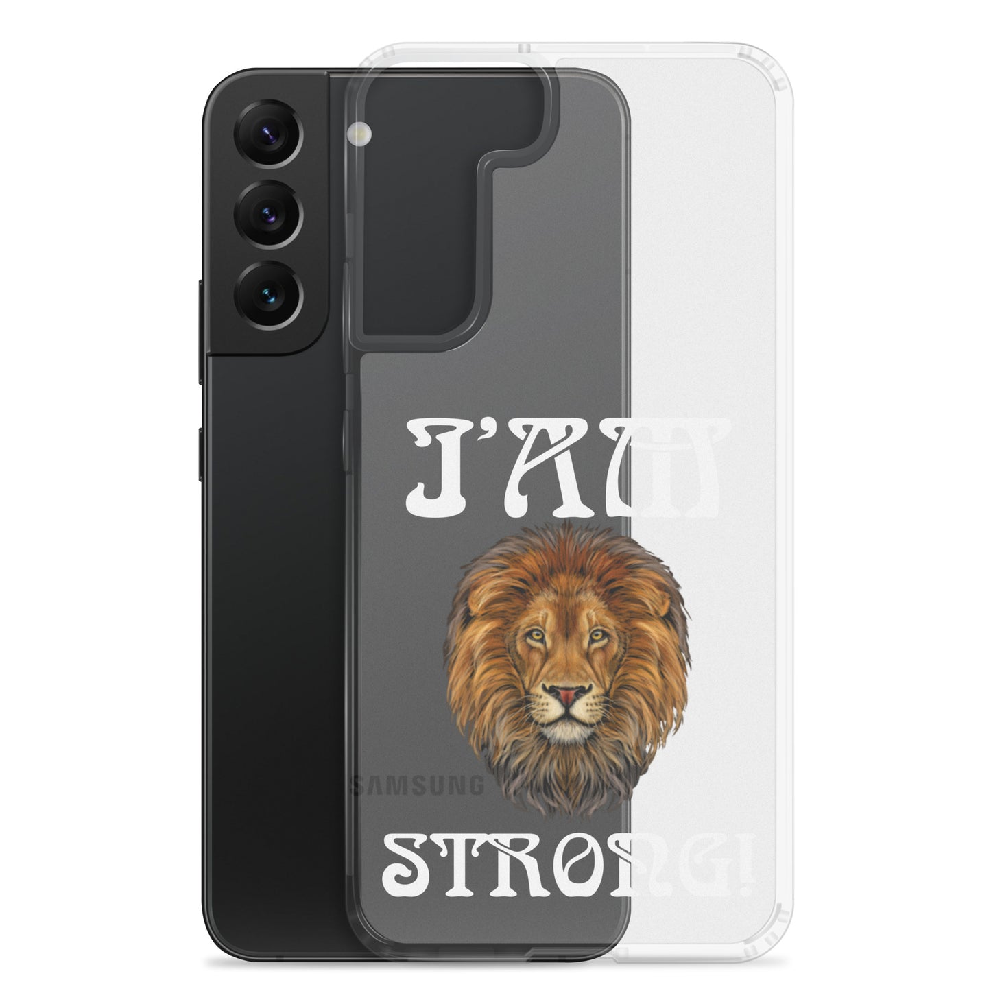 “I’AM STRONG!”Clear Case for Samsung® W/White Font