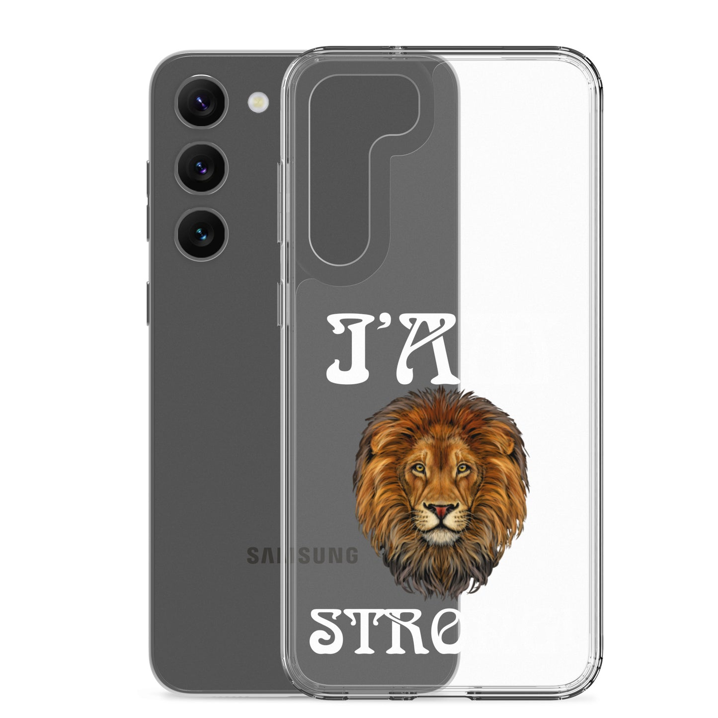 “I’AM STRONG!”Clear Case for Samsung® W/White Font