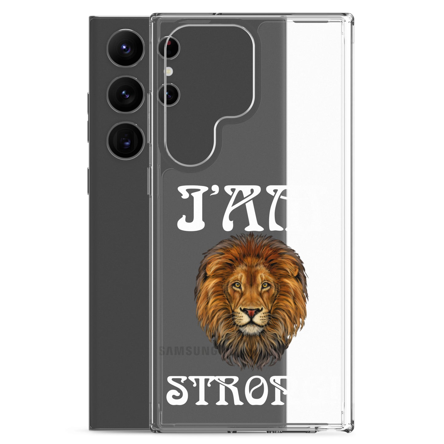 “I’AM STRONG!”Clear Case for Samsung® W/White Font