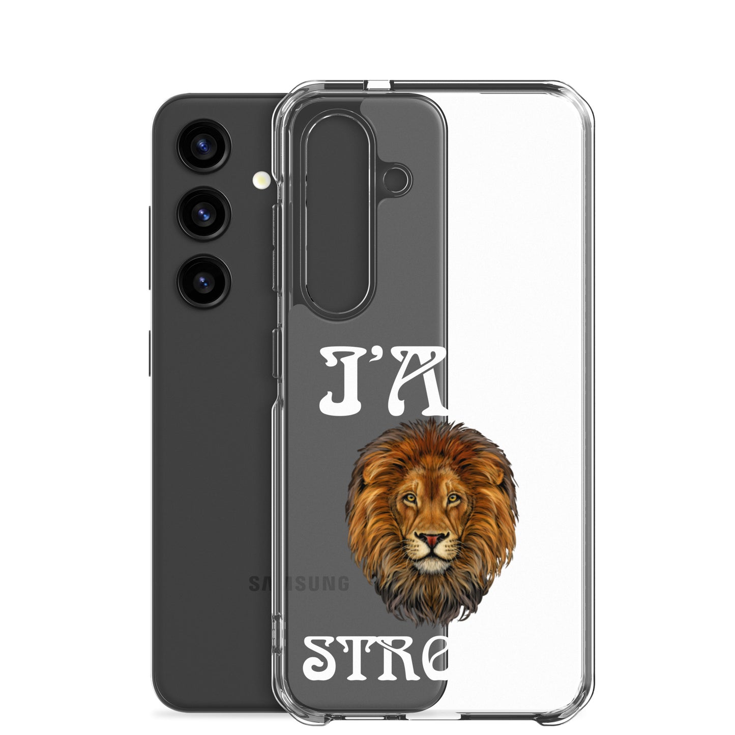 “I’AM STRONG!”Clear Case for Samsung® W/White Font