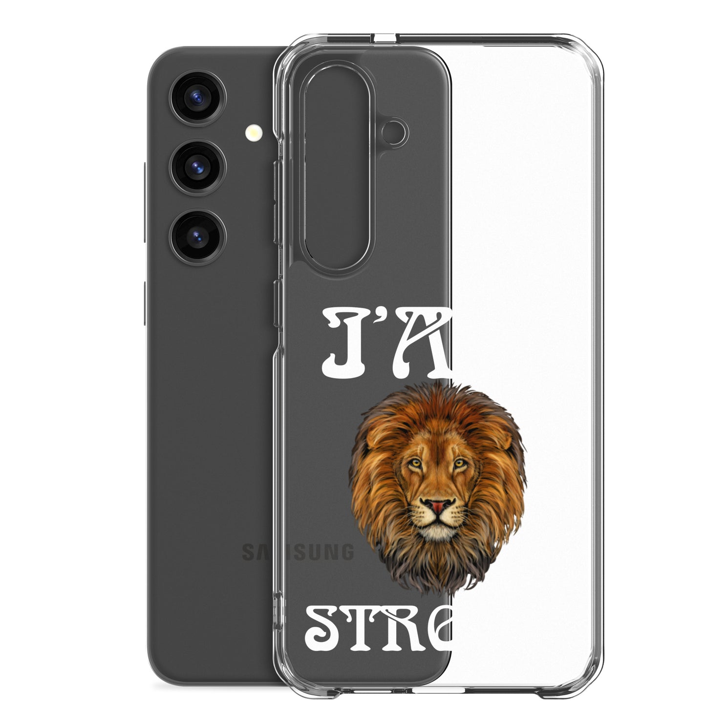 “I’AM STRONG!”Clear Case for Samsung® W/White Font