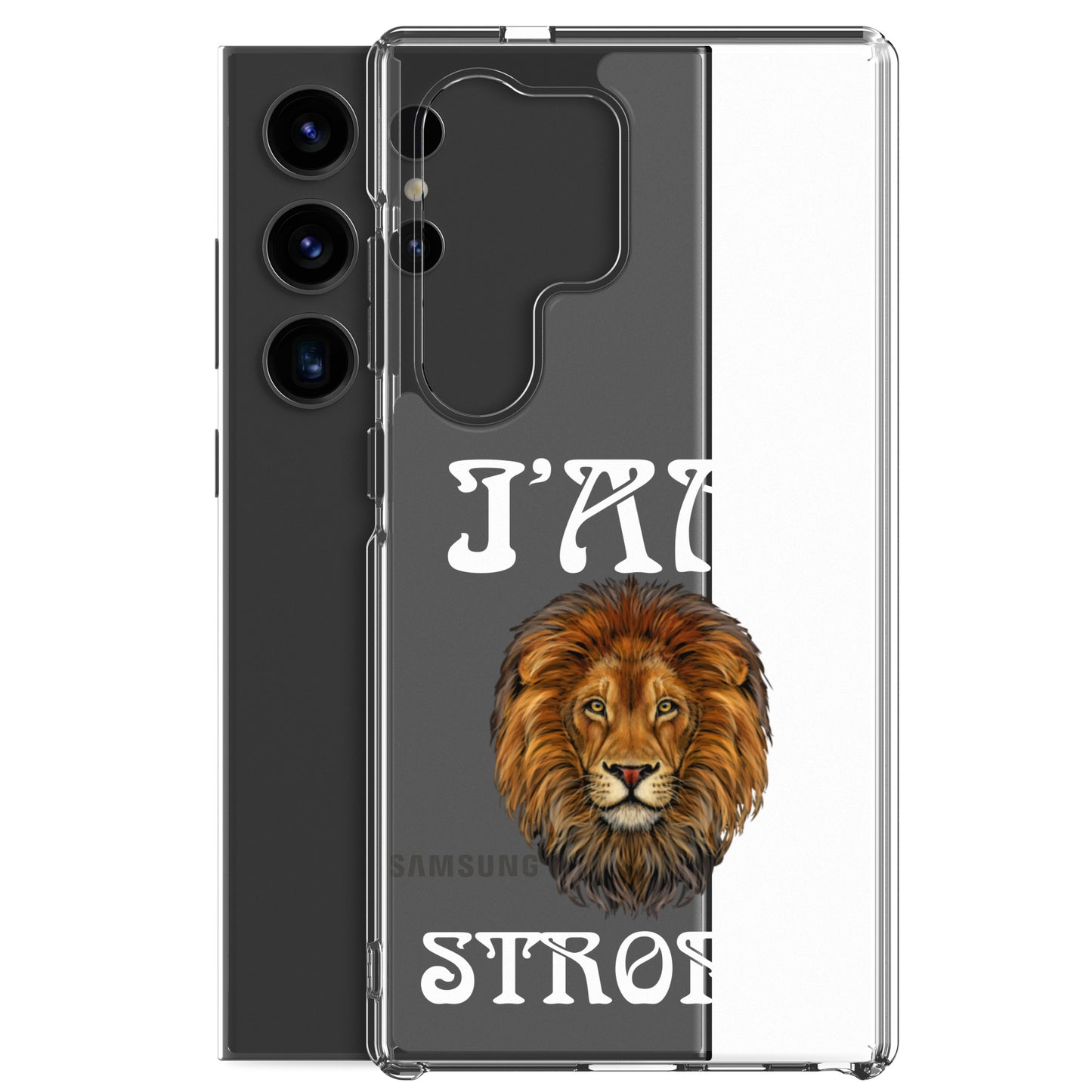 “I’AM STRONG!”Clear Case for Samsung® W/White Font