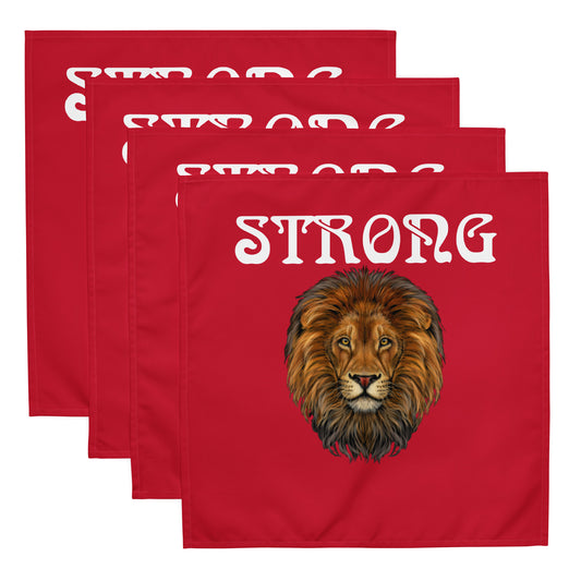 “STRONG”Red Cloth Napkin Set W/White Font