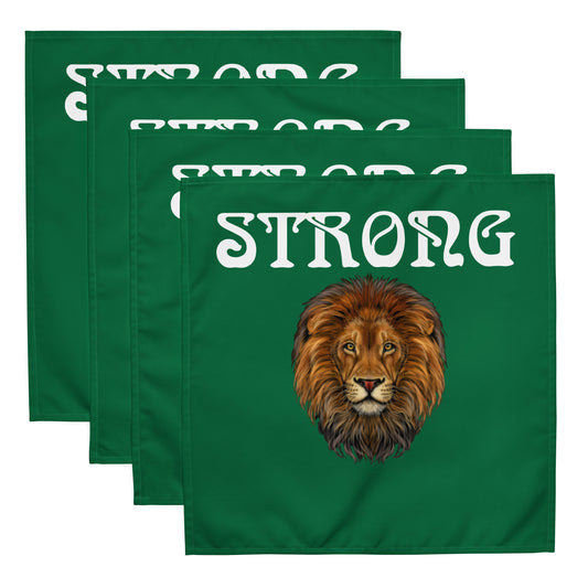 “STRONG”Green Cloth Napkin Set W/White Font