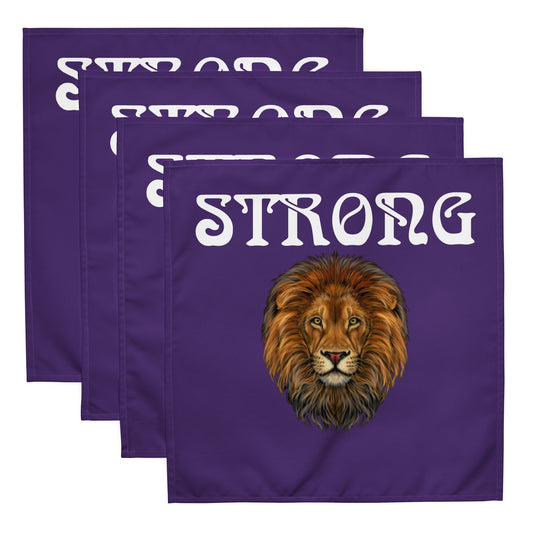 “STRONG”Purple Cloth Napkin Set W/White Font