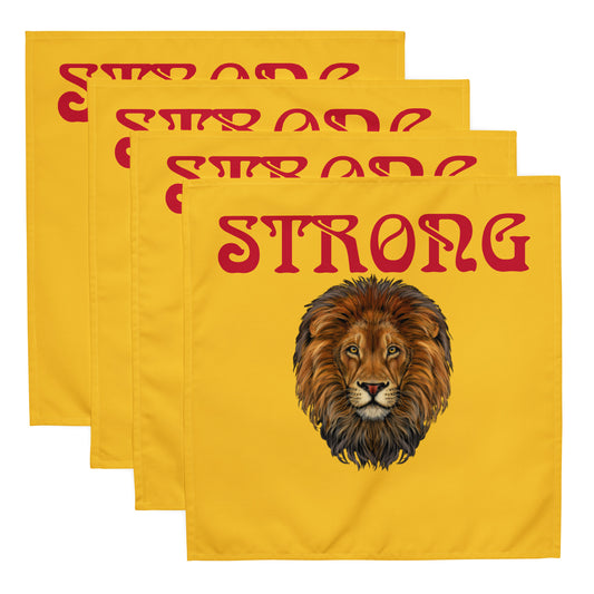 “STRONG”Yellow Cloth Napkin Set W/Red Font