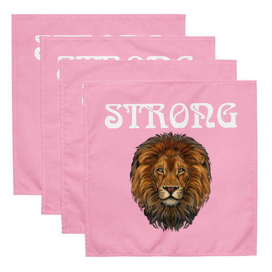 “STRONG”Cotton Candy Cloth Napkin Set W/White Font